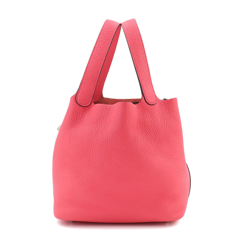 Piko Hermes Picotin Lock MM Handbag, Taurillon Clemence Leather, Rose Azalee,...